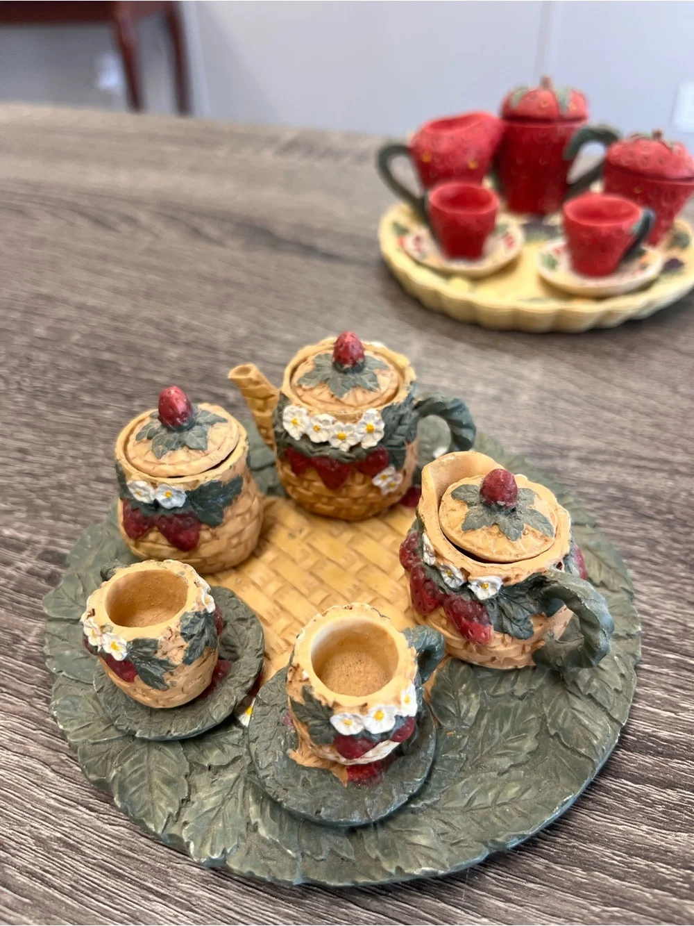 Lot of 5 complete sets of Strawberry themed  Mini Tea Sets - Decor Collection